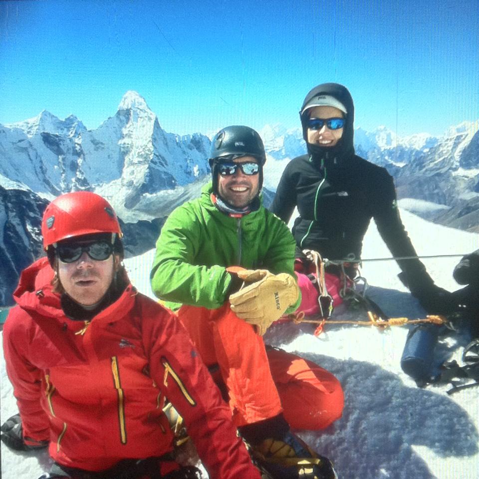 Climbers celebrating at Island Peak Summit